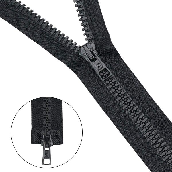 Молния трактор Arta Т6 (6 мм) 2 зам., разъем., 70 см, цв. 077 черный, уп.5 шт