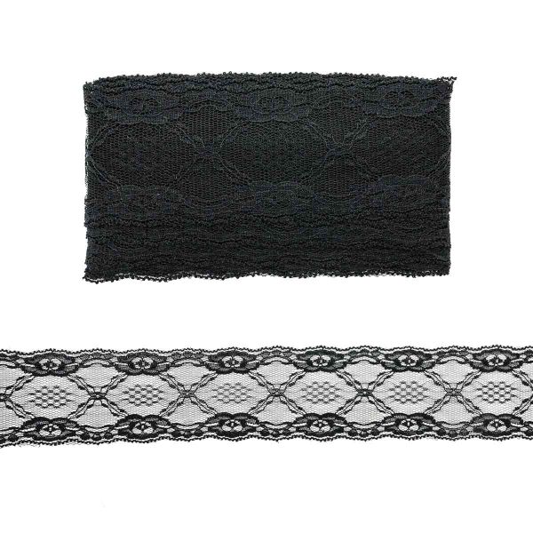 Кружево на сетке 68 мм, WL-84, черный, 13.71 м