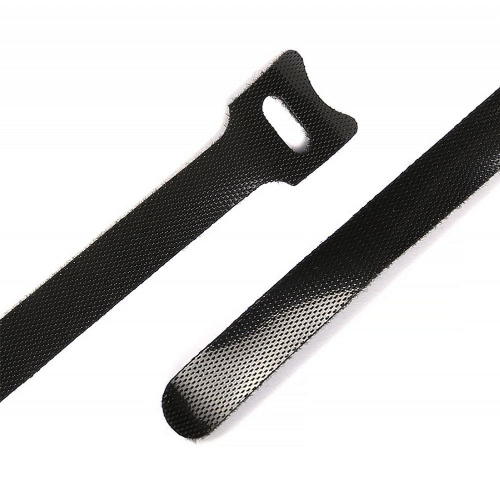 Лента контактная липучка (велкро) хомут 15 мм, 1,2 см, 100 шт, черный /TOS/