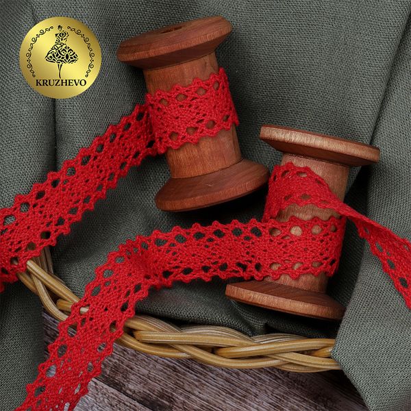 Кружево вязаное (тесьма) 20 мм / 10 метров, 6307-1 цв.31 красный, 10 м, Kruzhevo