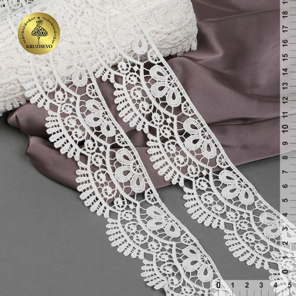 Кружево гипюр (плетёное) 60 мм, TBY.0740, белый, 13.71м, Kruzhevo