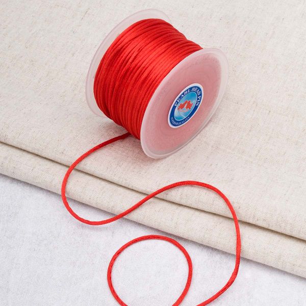 Шнур атласный корсетный ⌀2.0 мм / 50 метров, 3095 красный
