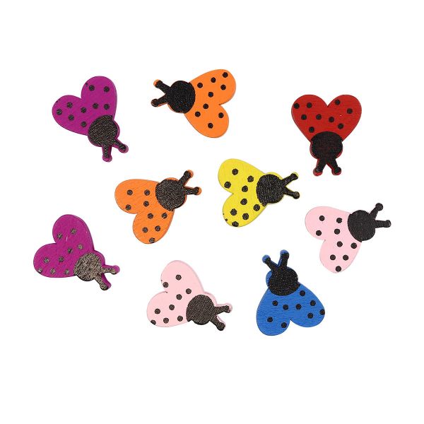 Бусины дерево 20х15 мм, цветной микс, божья коровка, 15 г, Астра