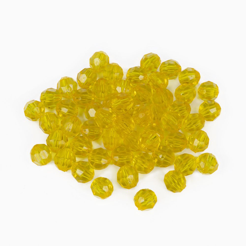 Бусины акрил ⌀10 мм, 25 г (55±2 шт), 143 желтый, Zlatka ABR-1