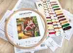 Набор для вышивания нитками LetiStitch, Отдых Санты у камина, 38,5х40 см