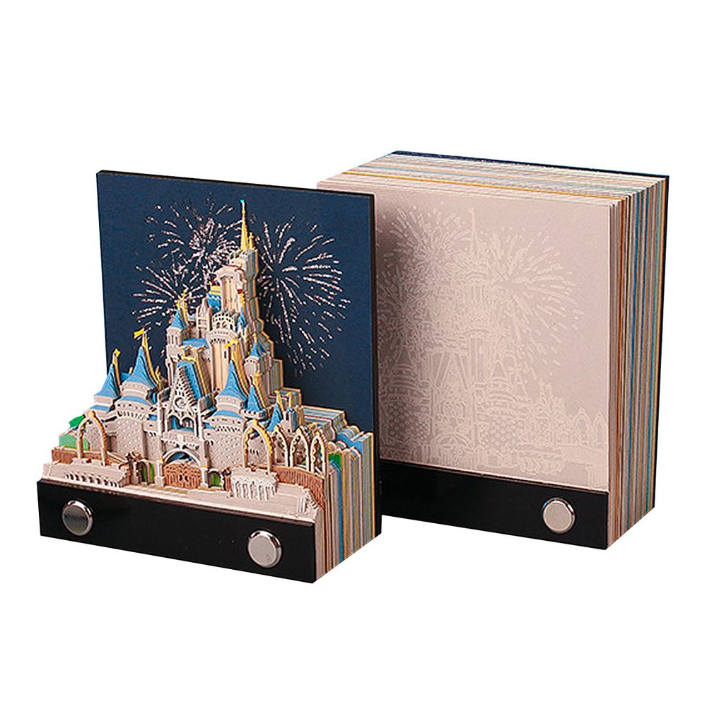 Блок бумажный для записей в виде 3D-заметок с подсветкой 200-250 г/м², 9х4х8 см, 148 л, Сказочный замок BBZ-03, BBZ-03