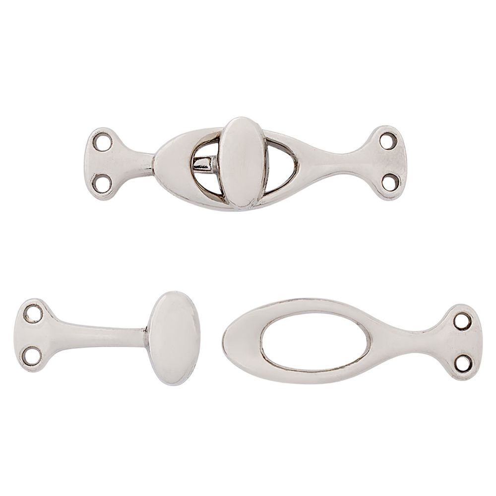 Крючки пришивные декоративные 36х10 мм, серебро (никель), 6 шт