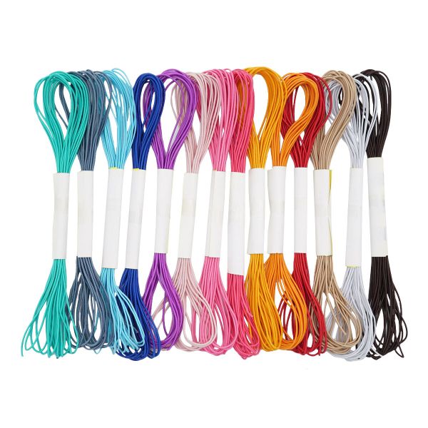 Резинка шляпная (шнур эластичный) ⌀1.0 мм / 5.5 метров, 0370-0301, ассорти, 14 шт