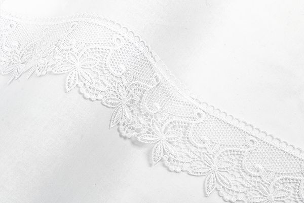 Кружево гипюр (плетёное) 80 мм / 10 м, белый, Gamma GGM-8001