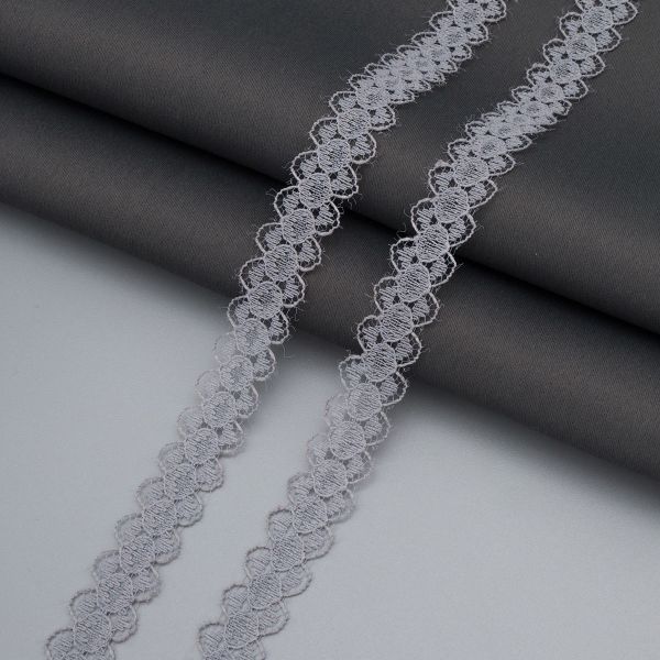 Кружево капроновое 15 мм, / 13.72 метра, ажурное, 14 серый