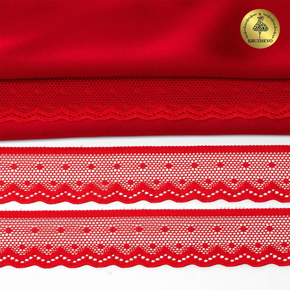 Кружево стрейч (эластичное) 25 мм / 5 метров, TBY.8028, цв.SD163 красный, Kruzhevo