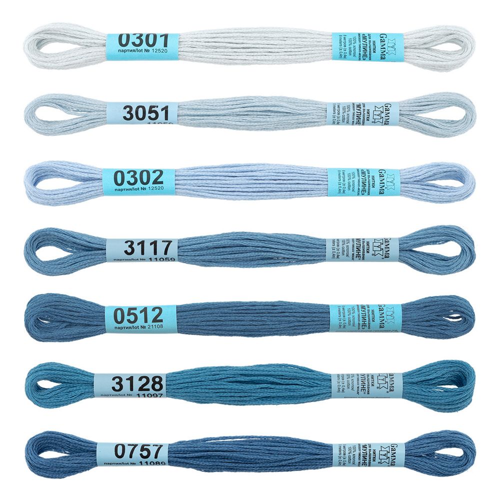 Мулине Gamma набор Спектр, цв.cornflower, 7 мотков по 8 метров