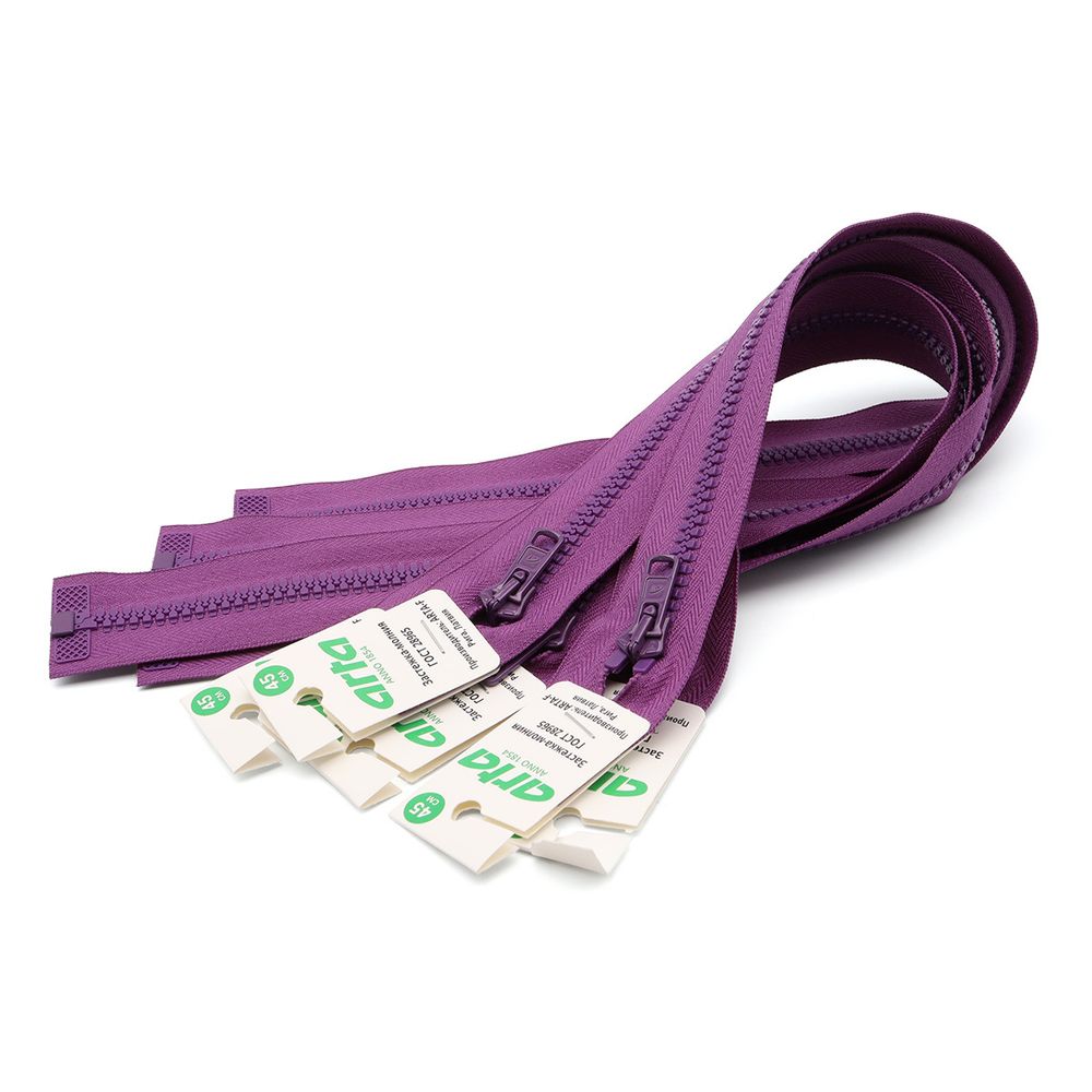 Молния трактор Arta Т6 (6 мм) 1 зам., разъем., 50 см, цв. 029 фиолетовый, 5 шт