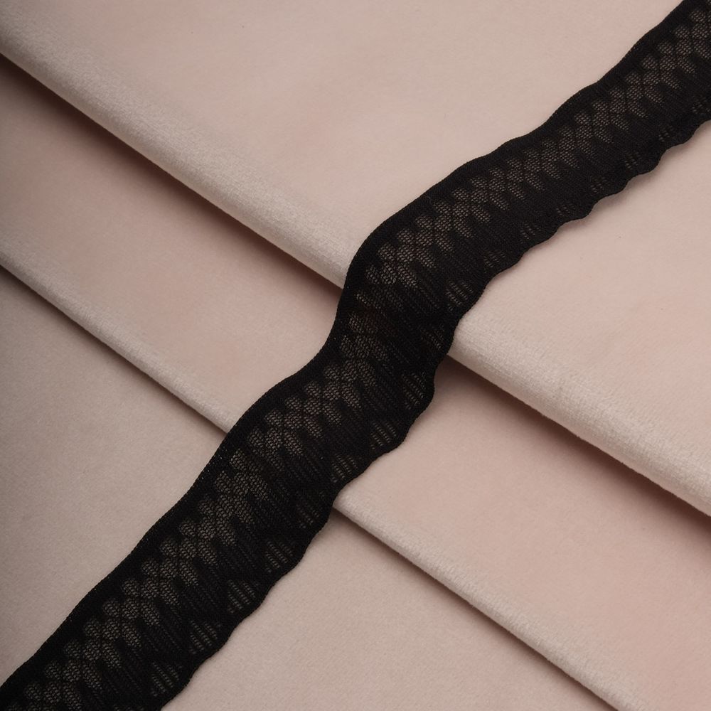 Кружево эластичное (стрейч) 25 мм / 3.2 метра ±4 см, чёрный, 3AR2762