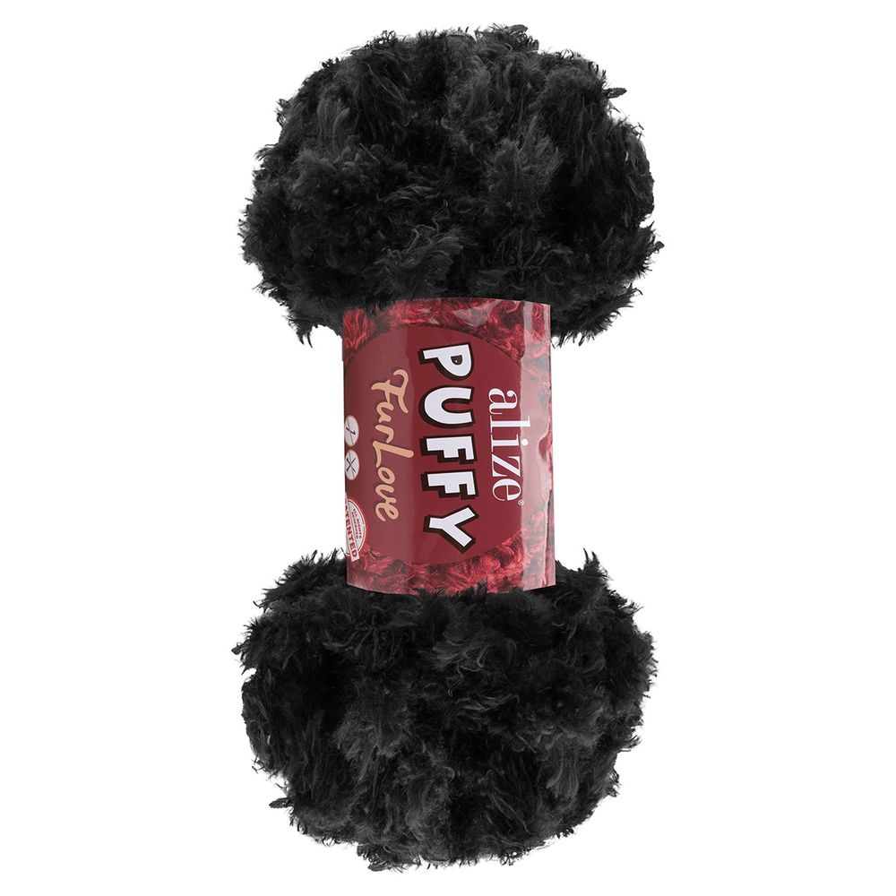 Пряжа Alize (Ализе) Puffy серия Нежный мех (Furlove) / уп.5 мот. по 100г, 6.3м, 60 черный