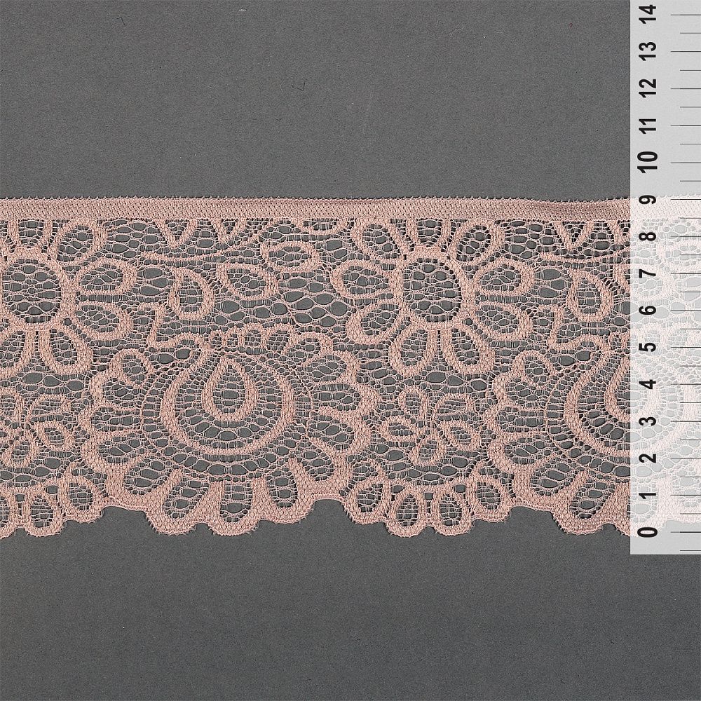 Кружево стрейч (эластичное) 90 мм / 3 метра, TBY.YSTL00839/N, цв.168 серебристый пион, Kruzhevo