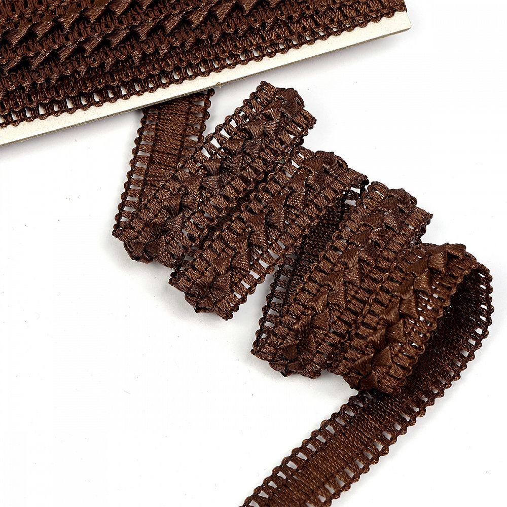 Тесьма декоративная Самоса V03 18 мм, цв.30 коричневый уп.9м