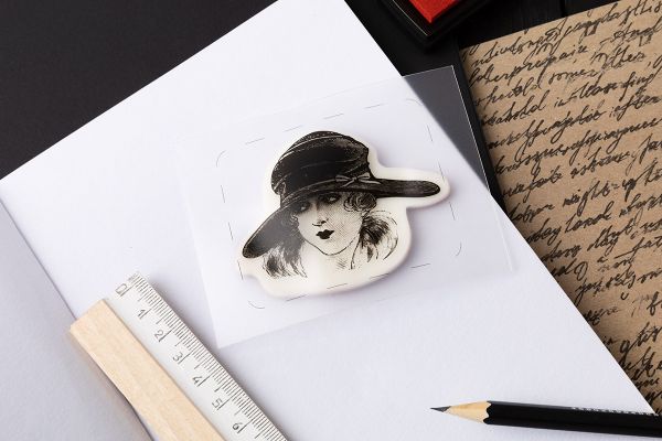 Штамп 5.8х7.2 см, 06 Девушка в шляпе, Mr.Painter TSM-01