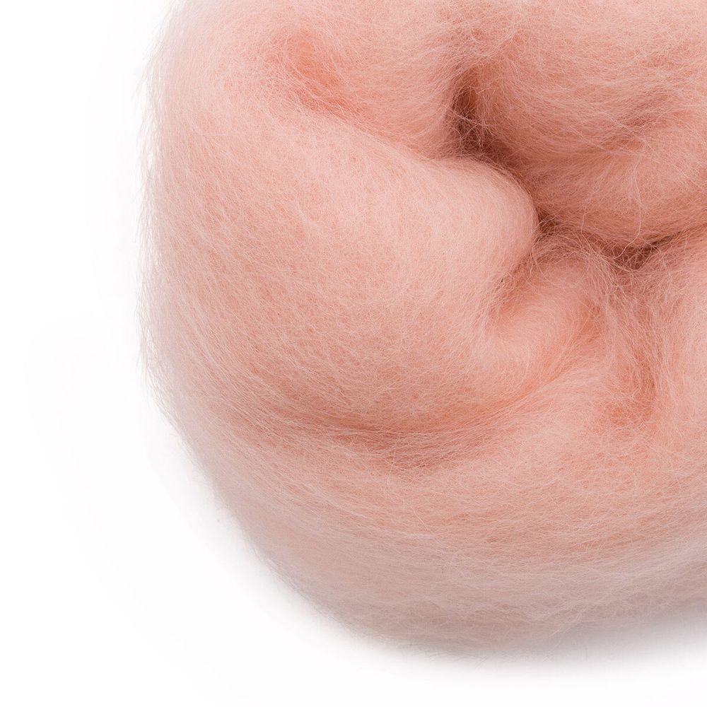 Шерсть для валяния Кардочес 100% п/тонк.шерсть, 100г Камтекс, 192 чайная роза