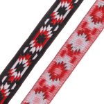 Лента (тесьма) жаккардовая 20.0 мм / 10±0.5 метров, Геометрический орнамент 20279 V1 черный/красный