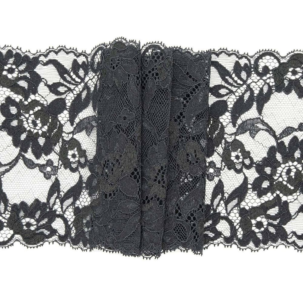 Кружево бельевое эластичное 165 мм / 10 м, 7735021 черный