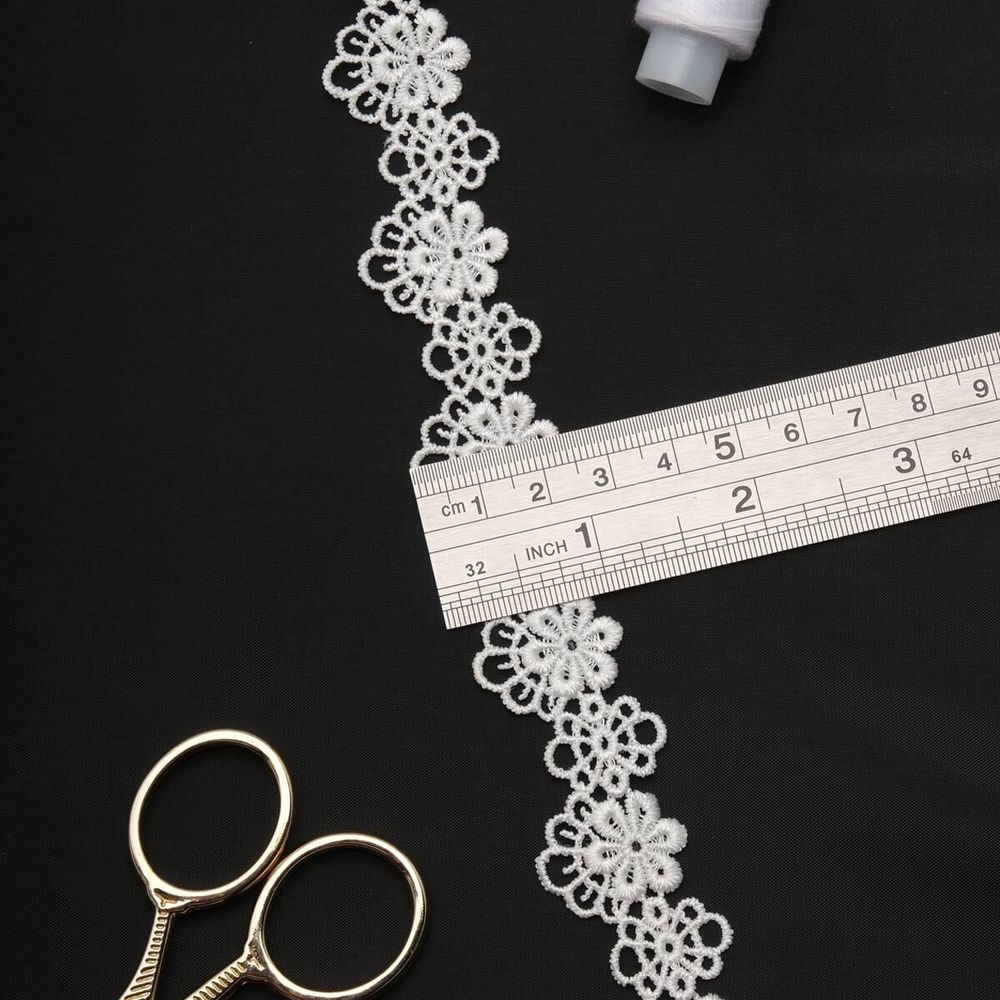 Кружево гипюр (плетёное) 30 мм / 13.7 метров, белый, 3AR1419
