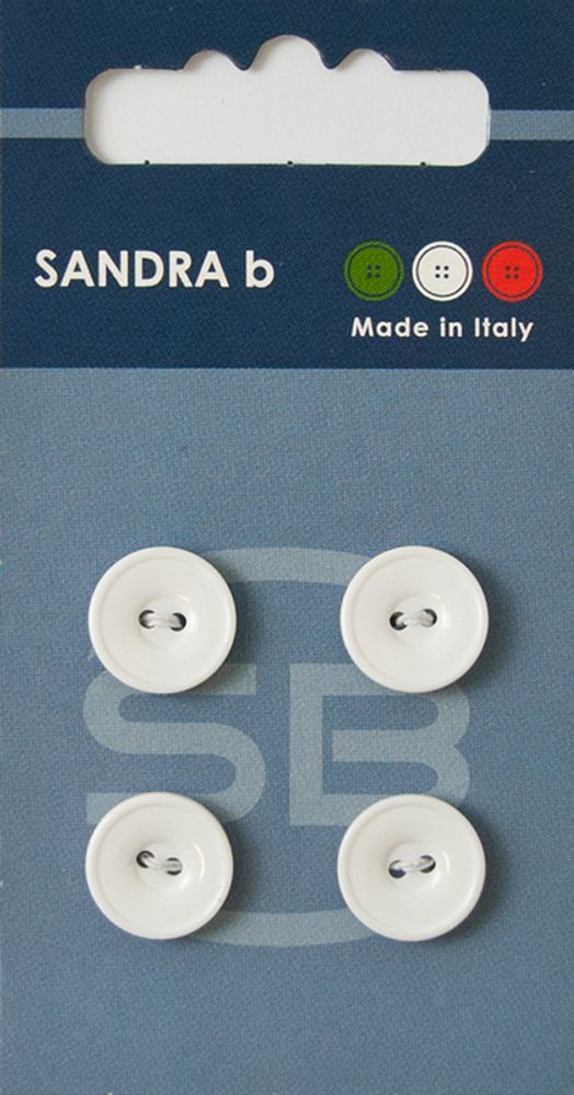 Пуговицы Sandra, 12, 5 мм, 4 шт, пластик, белый, 160569