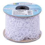 Кружево на сетке 67 мм / 10 м, белый, Gamma GKMB-6701M