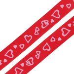 Лента репсовая (в рубчик) Сердечки, 15 мм, 3м, красный