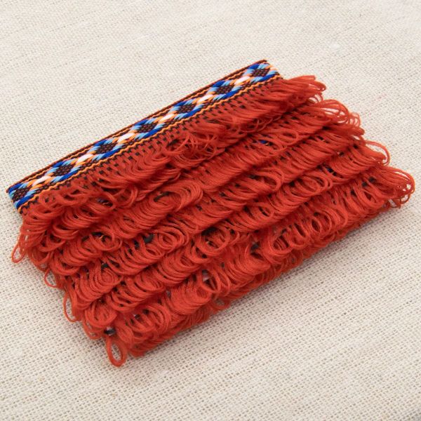 Ткань для рукоделия в наборе с тесьмой жаккард -бахрома 50х50см+1м (21947/34113 красный) 29501