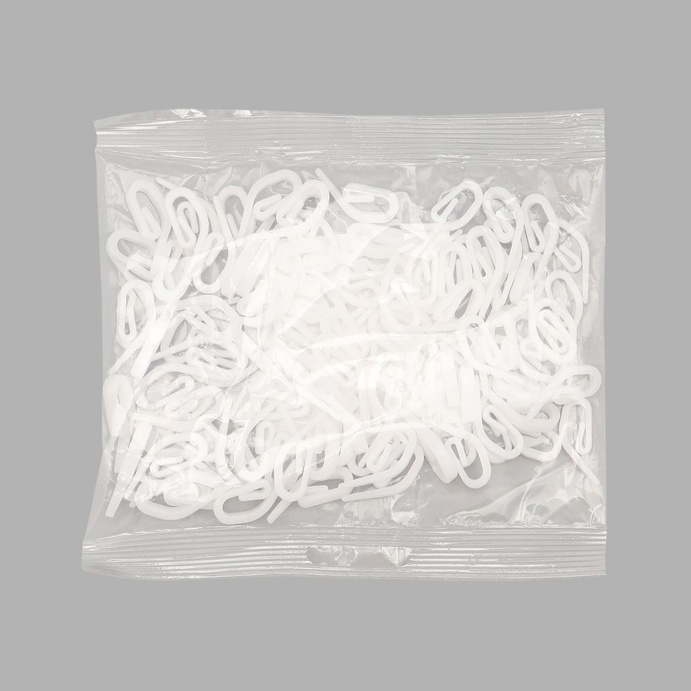 Крючки шторные для карниза 26.5 мм, улитка усиленные, пластик, белый, 100 шт/упак