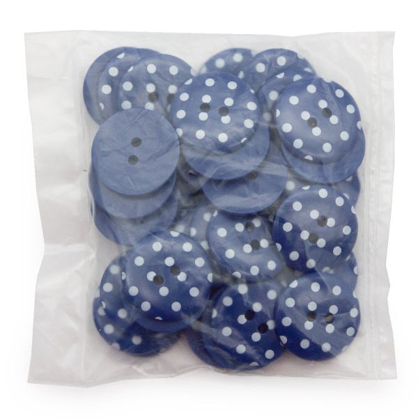 Пуговицы 2 прокола, Горошек 36L (765 синий), 36 шт