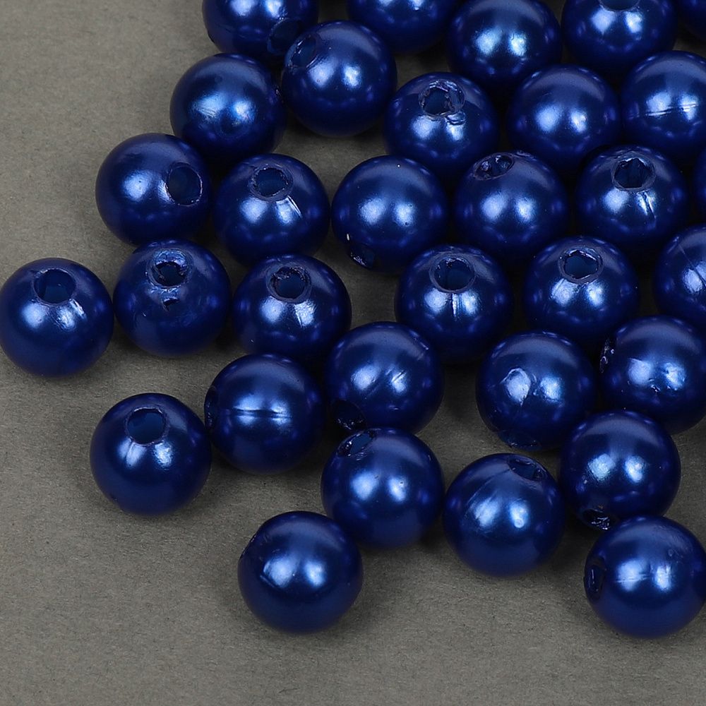 Бусины пластик (перламутр) ⌀8 мм, цв.A33 синий, уп.500г (2130 шт), Magic4Hobby