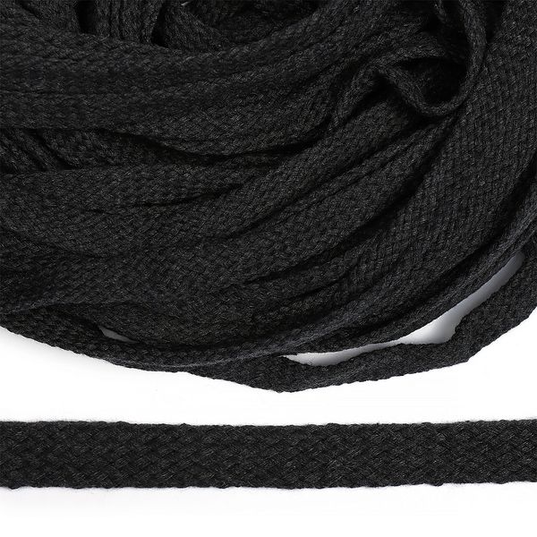 Шнур плоский плетеный х/б ⌀15.0 мм / 50 метров, турецкое плетение 030 т.серый