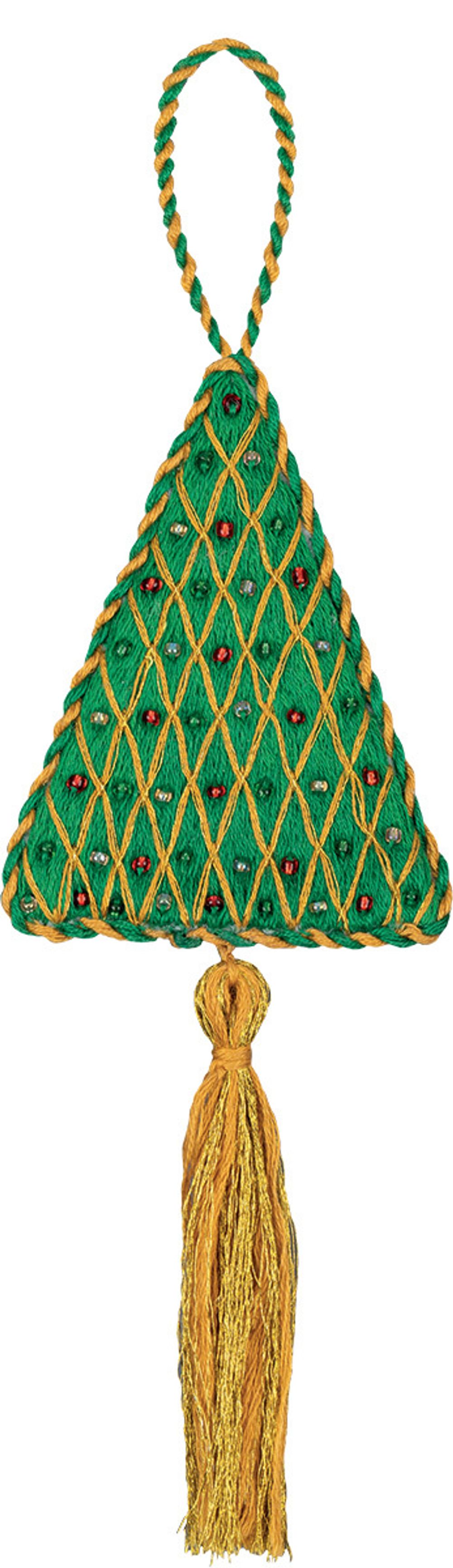 Набор для вышивания нитками Panna Живая картина JK-2318, Новогодняя игрушка. Елочка, 6х8 см