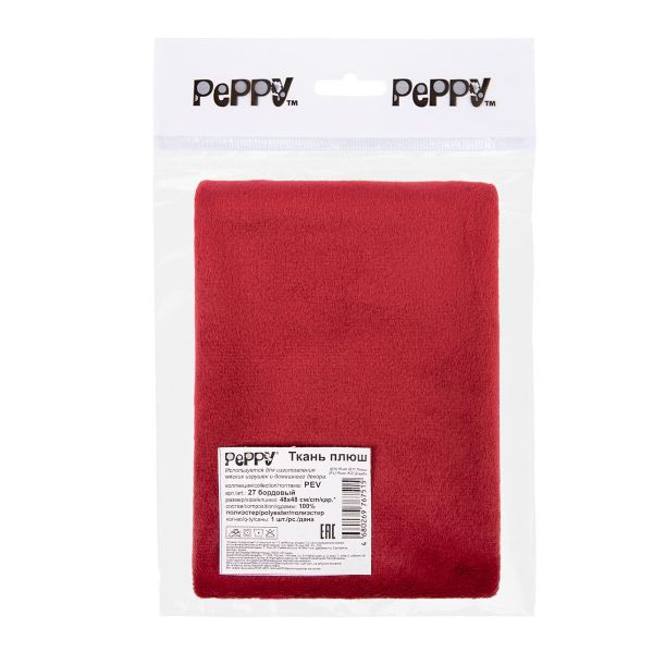Плюш (ткань) Peppy 01 PEV 273 г/м², 48х48 см, 27 бордовый
