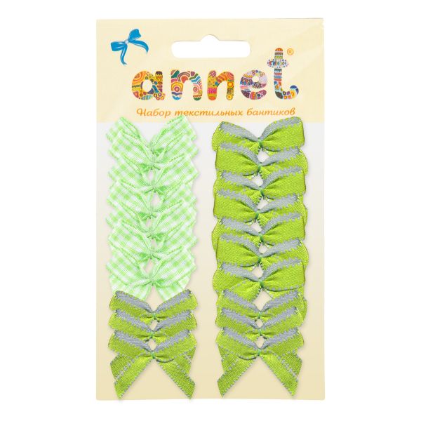 Набор текстильных бантиков, 100 шт, 405 салатовый, Annet BDR