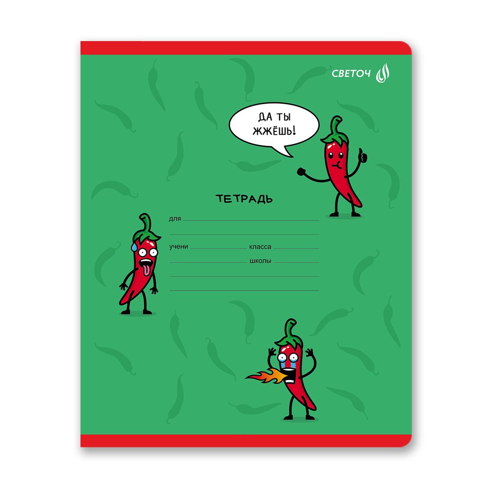 Тетрадь ученическая школьная A5 24 л. на скобе 65 г/м², белизна 100% 15 шт клетка, 01428 Деловой перец, Светоч Т72