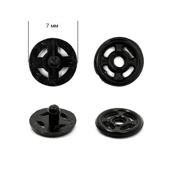 Кнопка пришивная пластиковая 7 мм, цв. черный уп. 200 шт, PSB