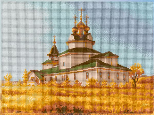 Алмазная (кристальная) мозаика Фрея ALPD-165, на подрамнике Храм Серафима Саровского, 40х30 см