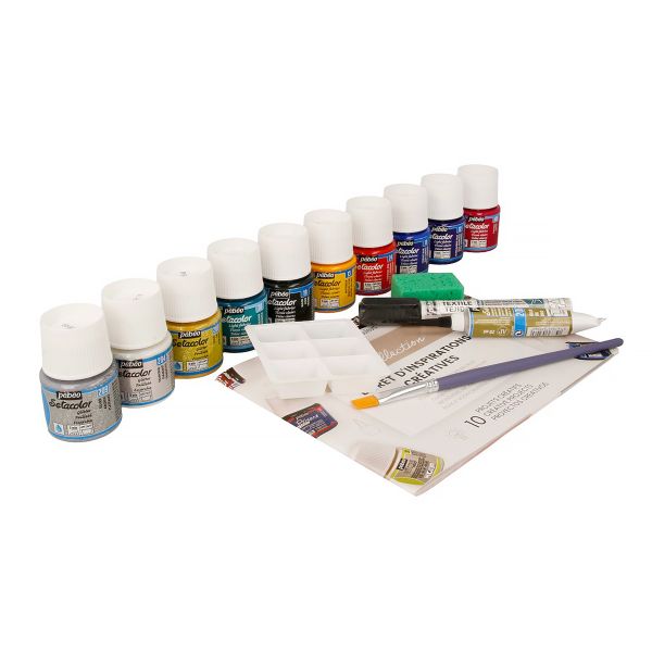 Набор красок Pebeo Setacolor Light Fabrics Коллекция для светлых тканей с аксессуарами 10 цв. 45 мл 758483