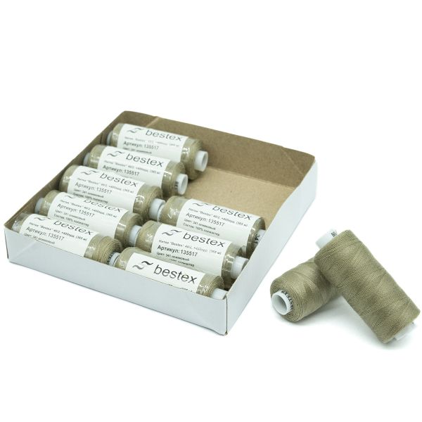Нитки швейные бытовые Bestex 40/2, 365 м (400 ярд) / 10 кат., 341 древесный бежевый
