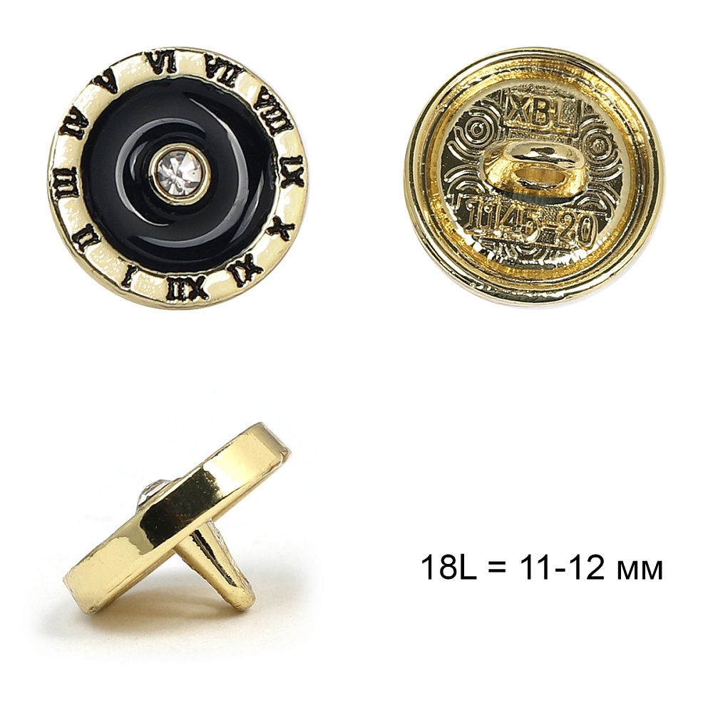 Пуговицы металл на ножке 18L = 11-12 мм, TBY.L-1145.10 цв.тем.синий, 36 шт