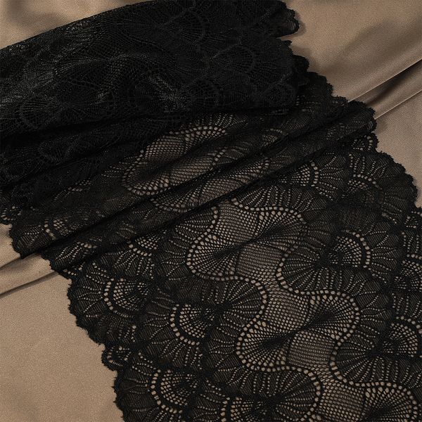 Кружево бельевое эластичное 195 мм / 10 м, цв.02 черный, Kruzhevo