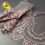 Кружево на сетке широкое 230 мм, диз. 232, цв.6615 розовая пудра уп. 13.71 м, Kruzhevo