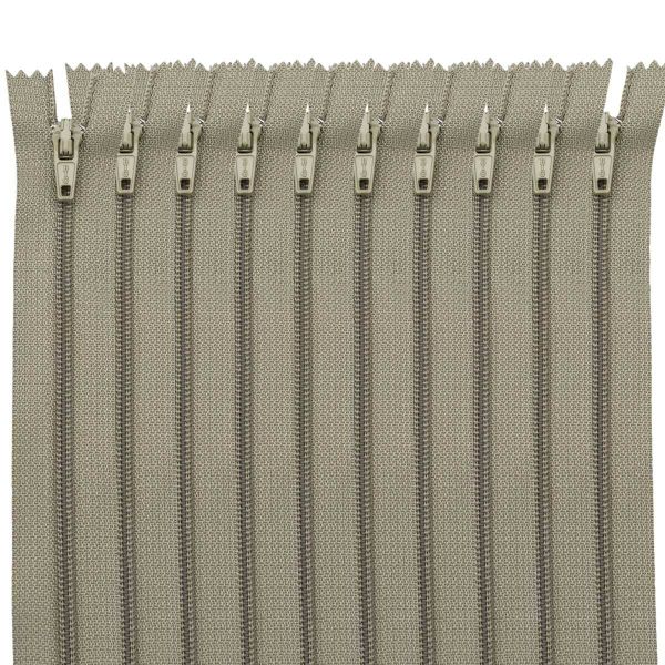 Молния спираль (витая) брючная Т3 (3 мм) 1 зам., н/раз., 20 см, автомат, олив, 30125, 10 шт