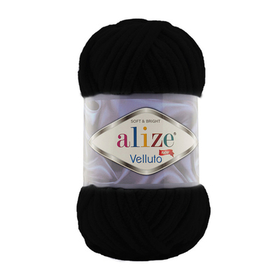 Пряжа Alize (Ализе) Velluto / уп.5 мот. по 100 г, 68м, 060 черный A