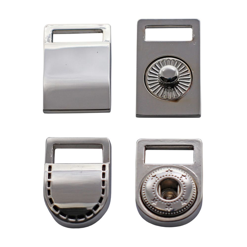 Застежка с кнопкой 10,5мм никель/цв. черный отстрочка мет, 4 шт