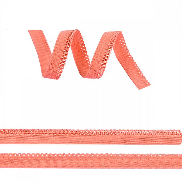 Резинка бельевая (ажурная) 10.0 мм / 1000 метров, RB03 розовый персик F154