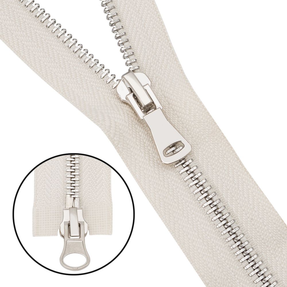 Молния металл Т5 (5 мм) 2 зам., разъем., 75 см, никель, 571 молочный, 6535-0312, 5 шт